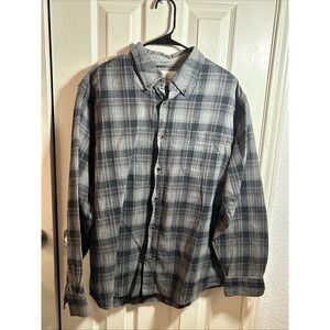 Original Weatherproof Vintage‎ Flannel Shirt Men's Gray Plaid Long Sleeve XL